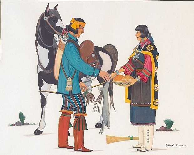 Courtship, Exchanging Gifts (Pueblo Indian) by Gilbert Atencio